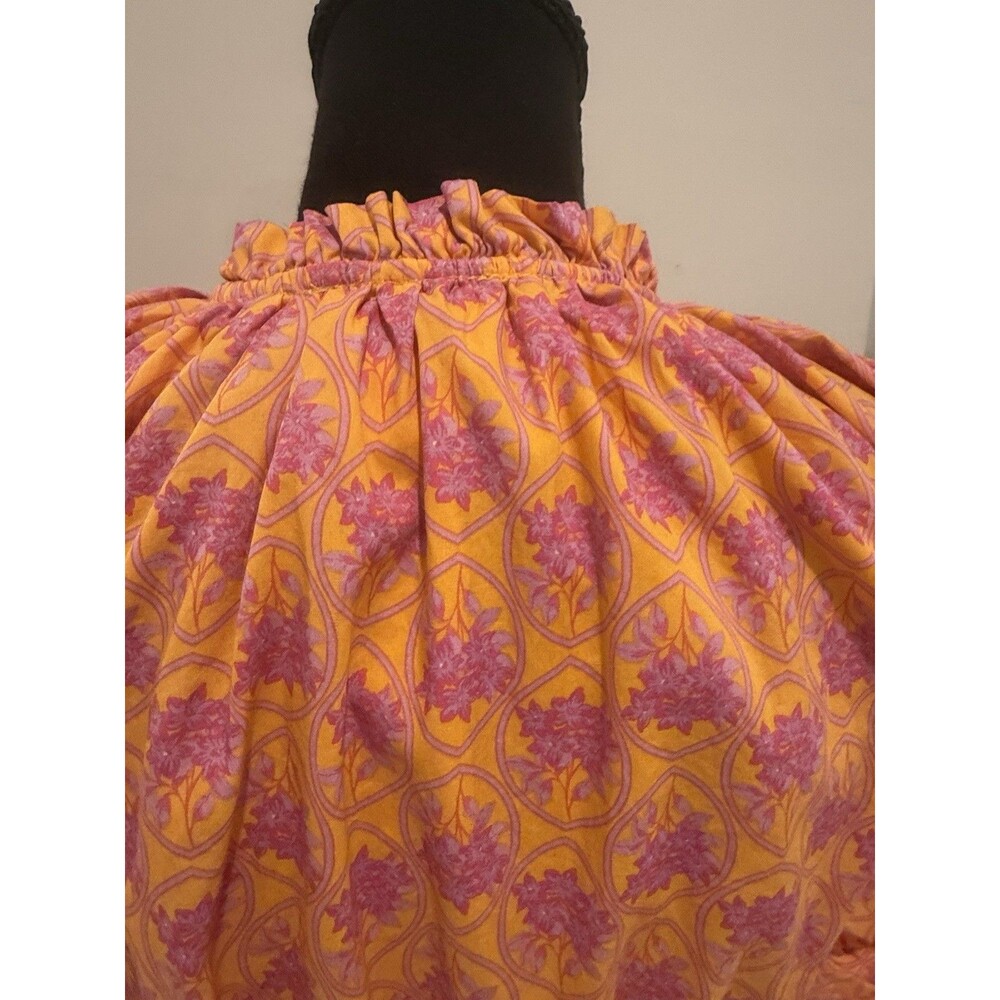 100% Cotton Women’s XL Orange/Purple Floral Midi Puff Sleeve Pocket by Sugarlips - Picture 9 of 14